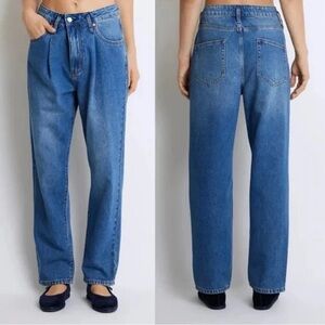 $194 ROUCHA - Blue Pleated High-Rise Dada Denim Jeans - Women's Size C, 31/32 🔥